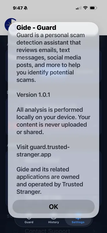Gide Guard about screen